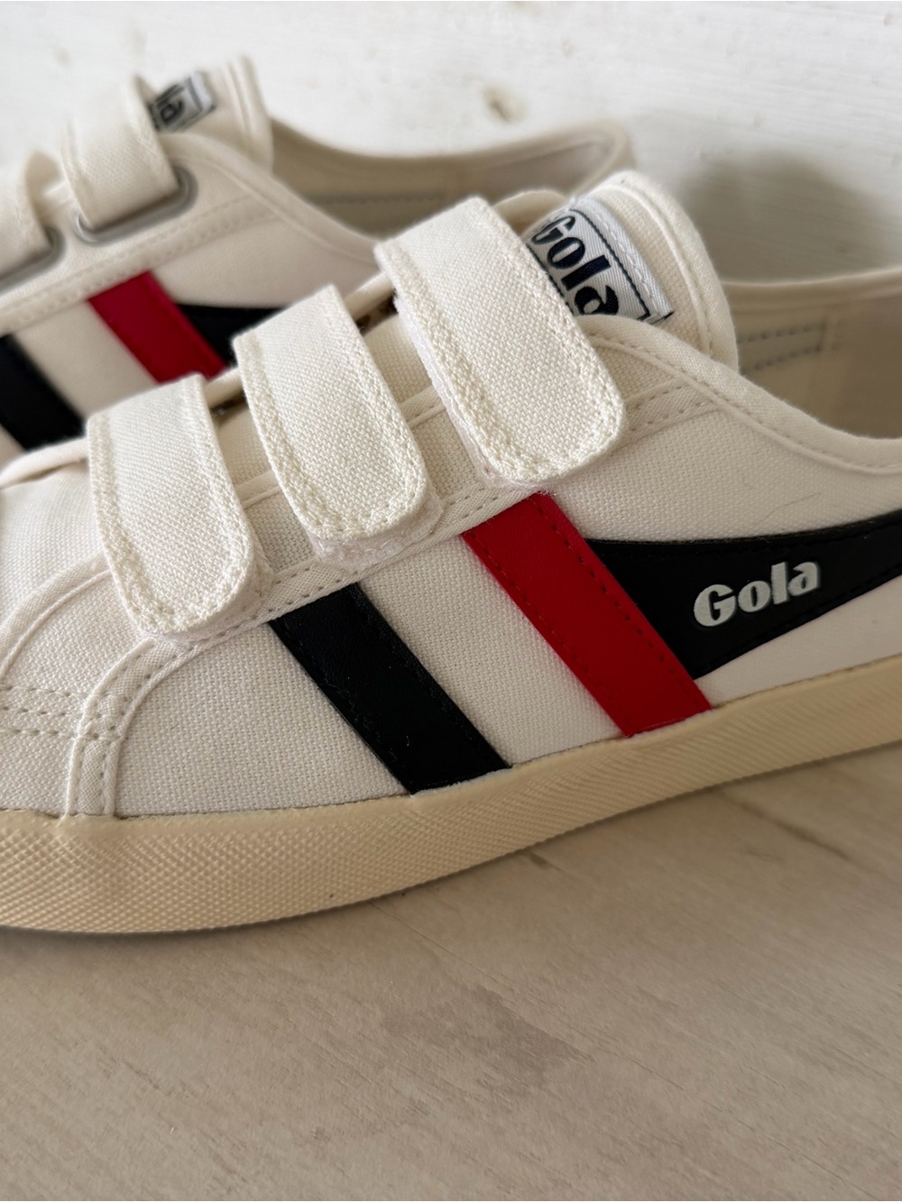 Gola Coaster Hook-and-Loop Strap Canvas Sneakers Women’s Size 8 White Blue Red - Picture 4 of 10